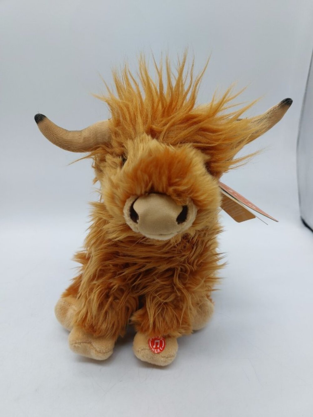 Living Nature Highland Cow Brown Stuffed Animal Plush Farm Toy Sound Tested Work
